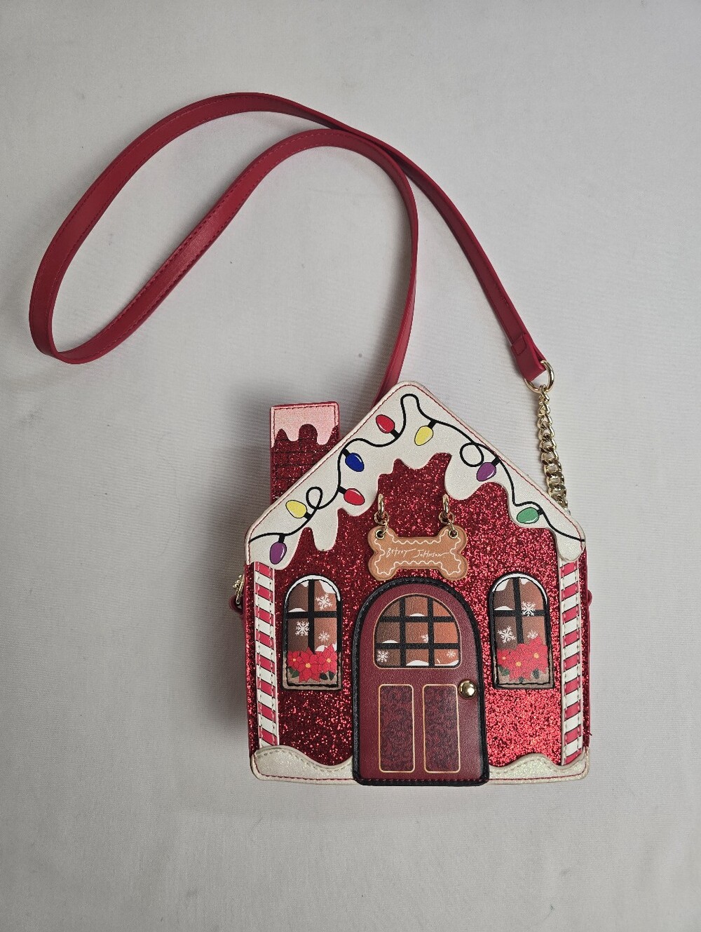 Whimsical Betsey Johnson Gingerbread House Crossbody Bag Purse Christmas